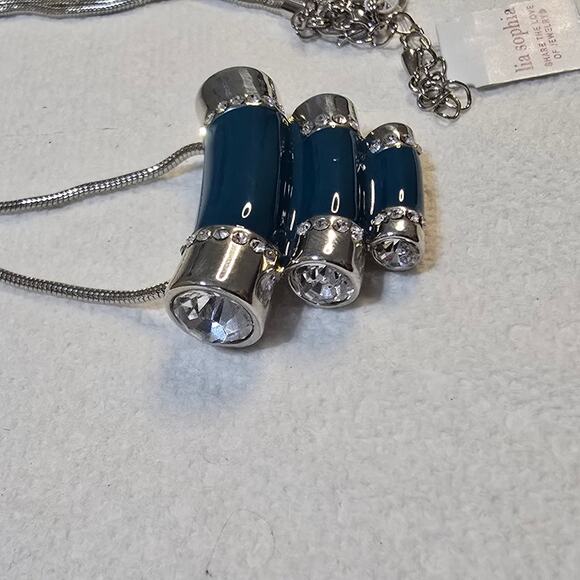 Lia Sophia Queue Turquoise‎ Enamel Jeweled Mandarin Necklace New - Picture 5 of 6